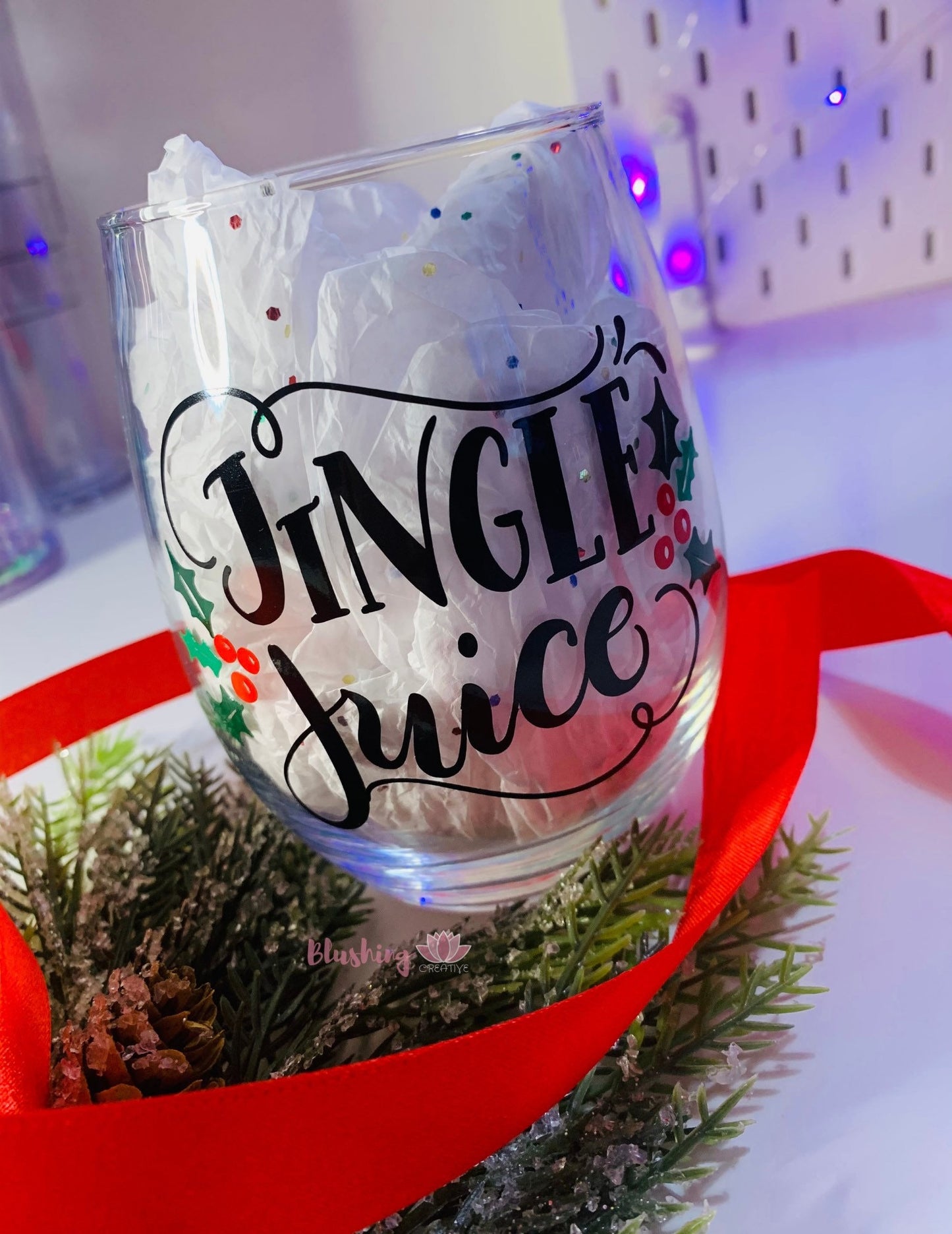 Jingle Juice, Funny Christmas Wine Glass, Personalized Gift