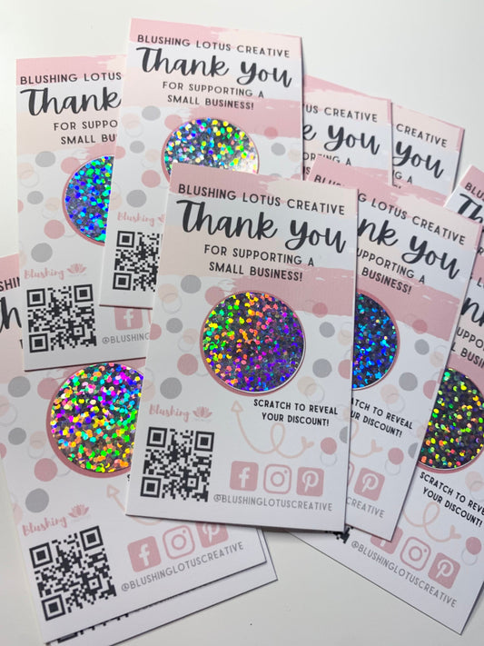 Small Business Thank you scratch off discount card | QR business card Scratch off discount card