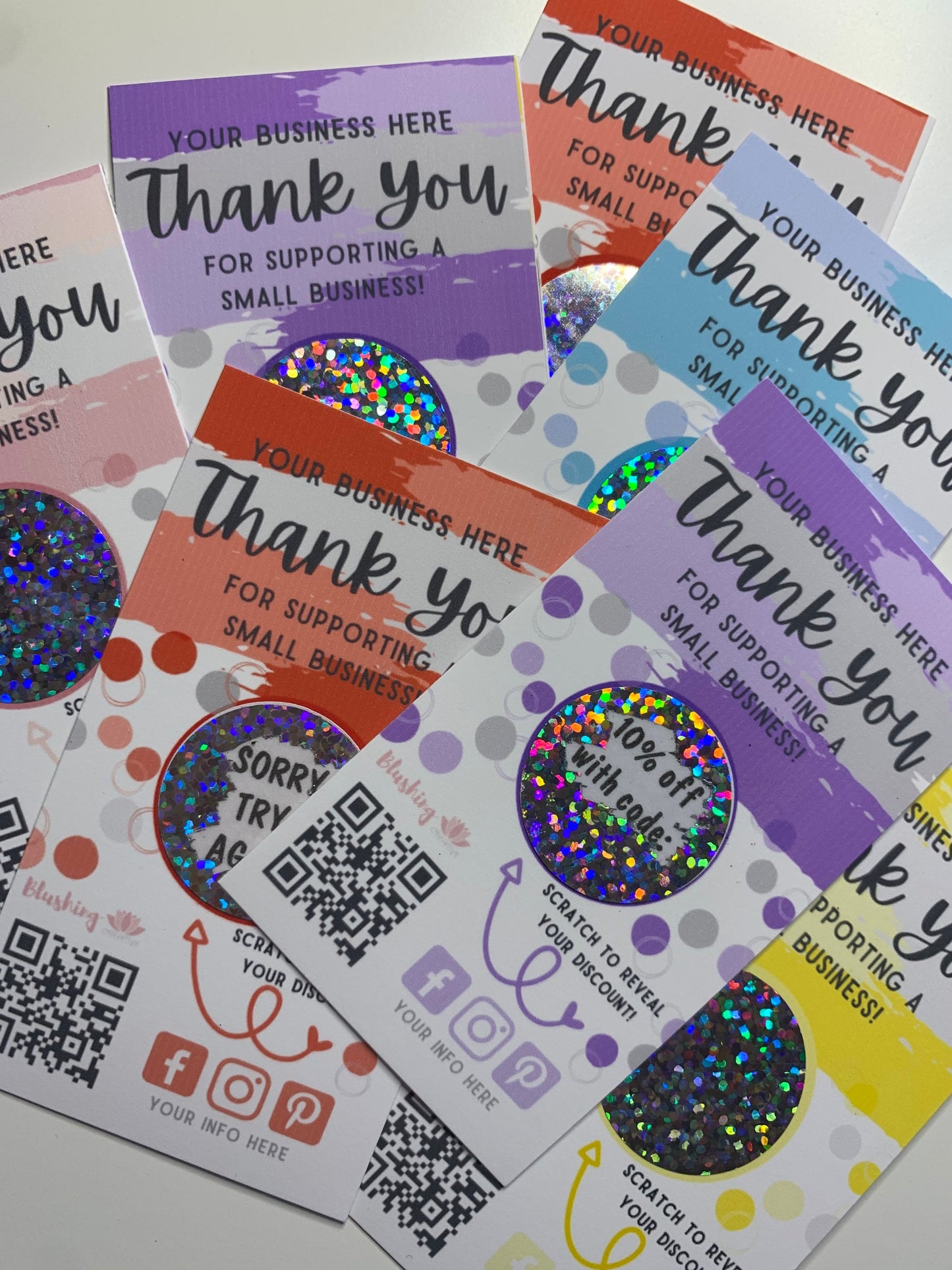 Small Business Thank you scratch off discount card | QR business card Scratch off discount card