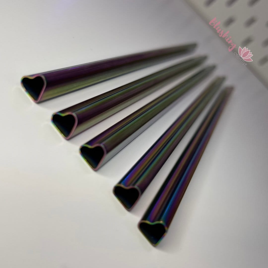 Heart Shaped Rainbow Stainless Steel Straw