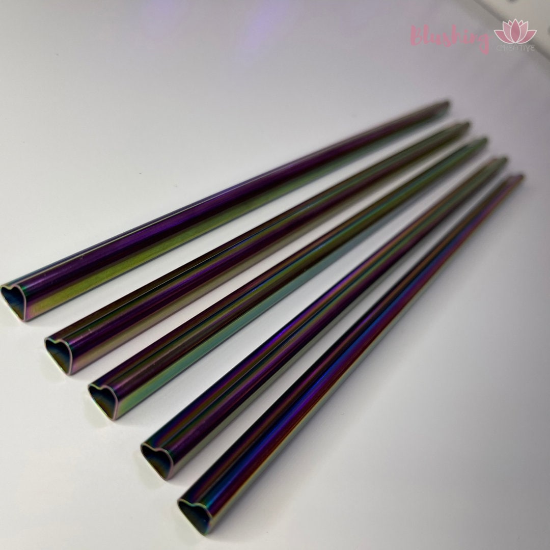 Heart Shaped Rainbow Stainless Steel Straw