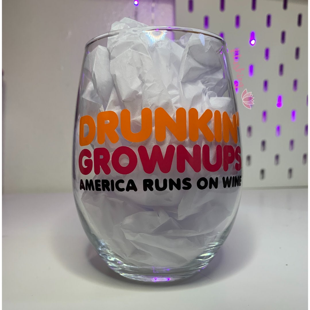 Drunken Grownups Wine Glass | Funny Wine Glass Gift | Wine Gifts