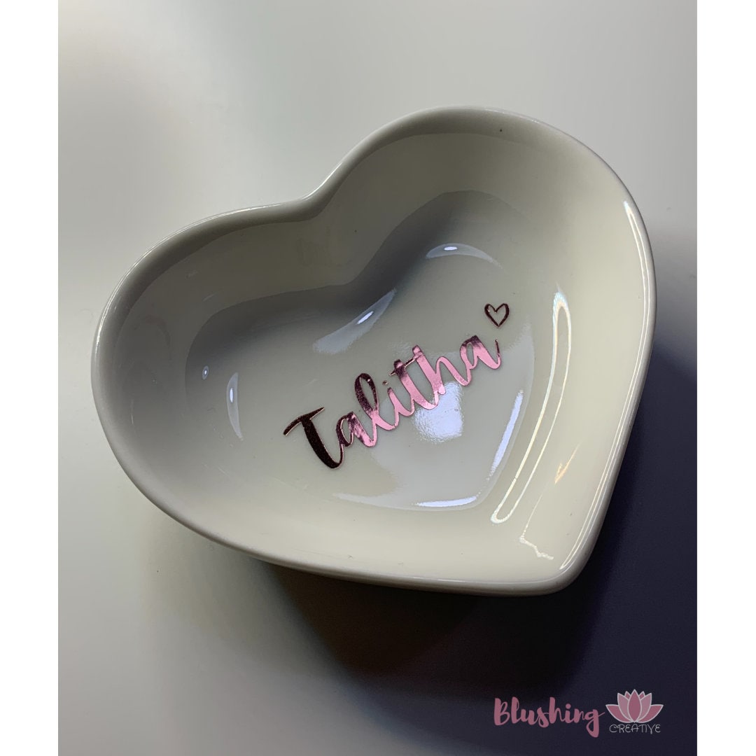 Personalized Heart Shaped Trinket Dish | Name Heart ring dish | Valentine's Day Gifts | Bridesmaid Box gift | Wedding Gift | Small Gifts