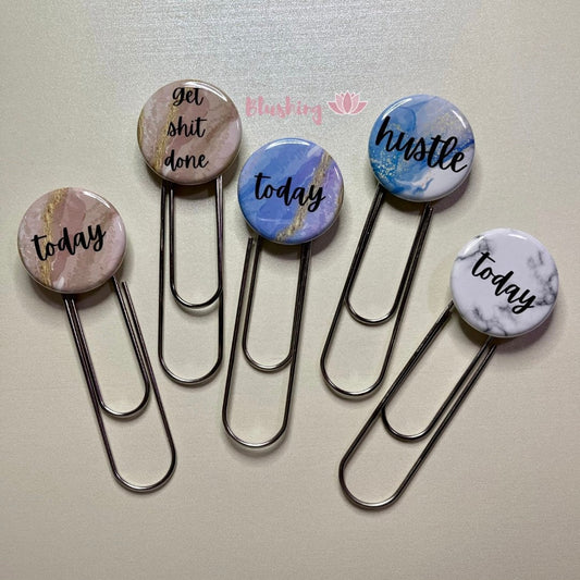 Today Jumbo paperclip, Hustle, Get Shit Done, Planner Clip, Bookmark 1.25", Inspirational words Flair Pin