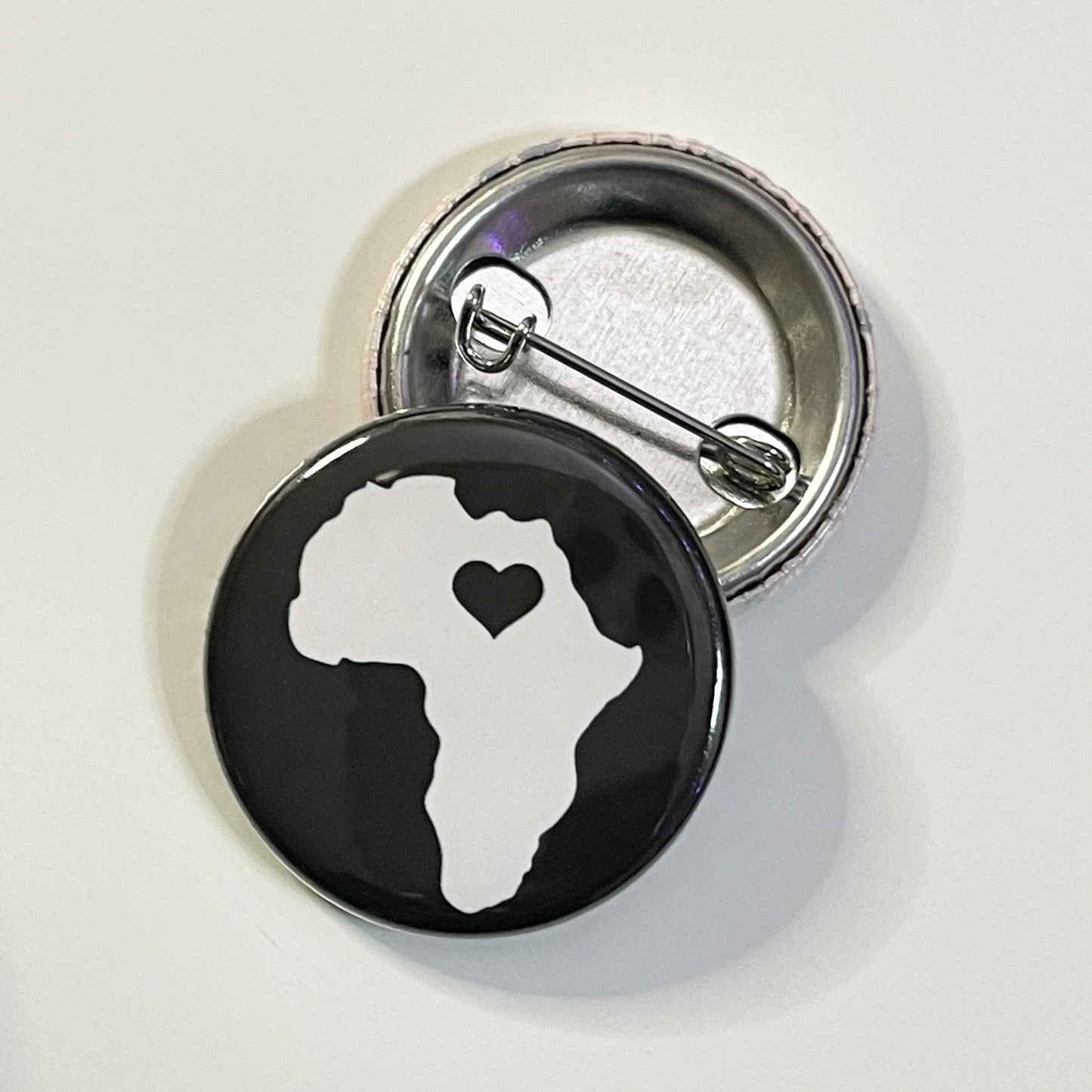 Africa Heart Pinback Flair Buttons