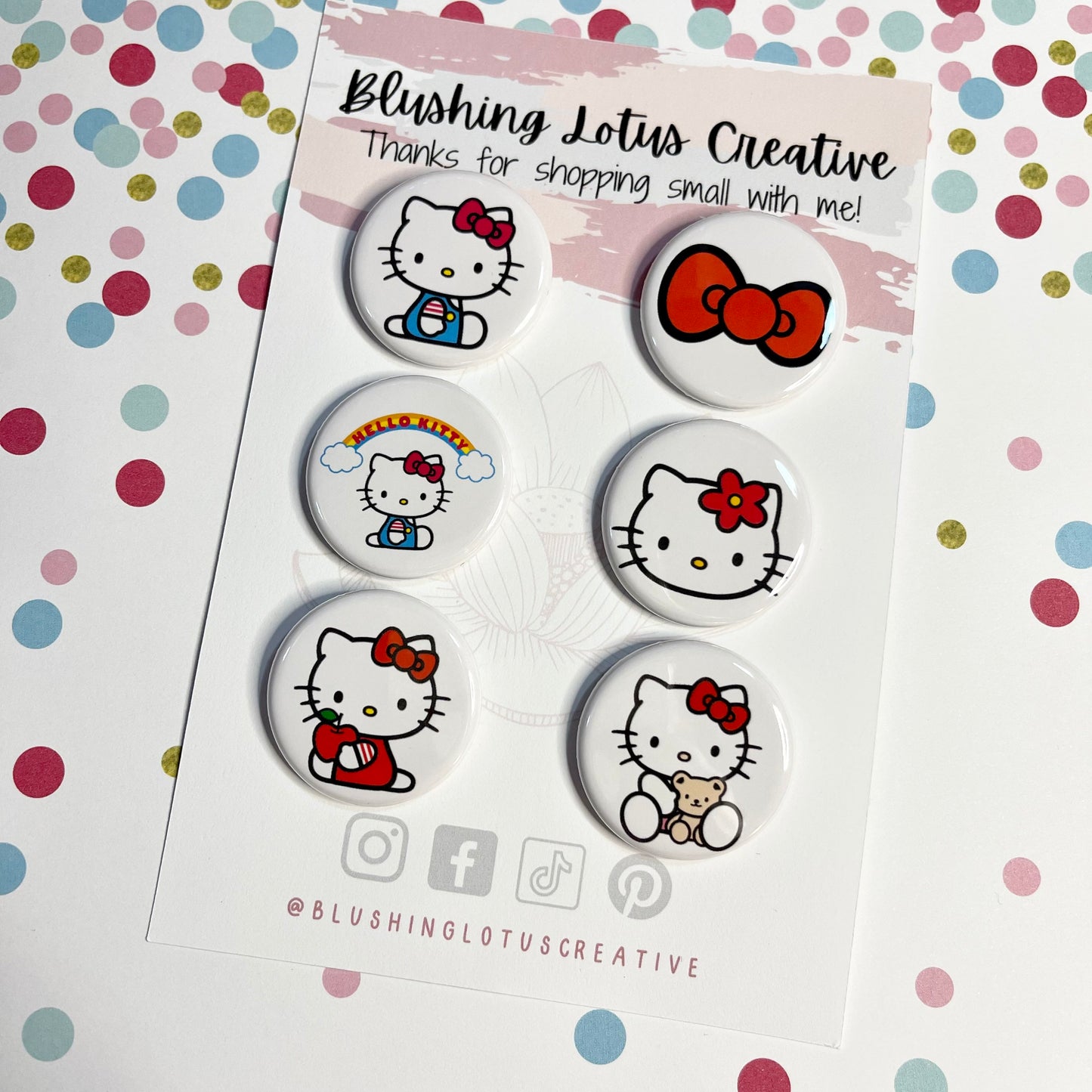 Hello Kitty 1.25” Buttons -Set of 6