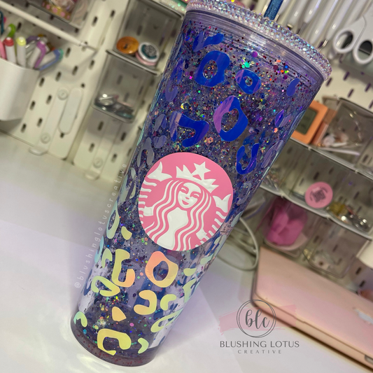 Personalized Bling Starbucks Snow globe Tumbler - Big Purr