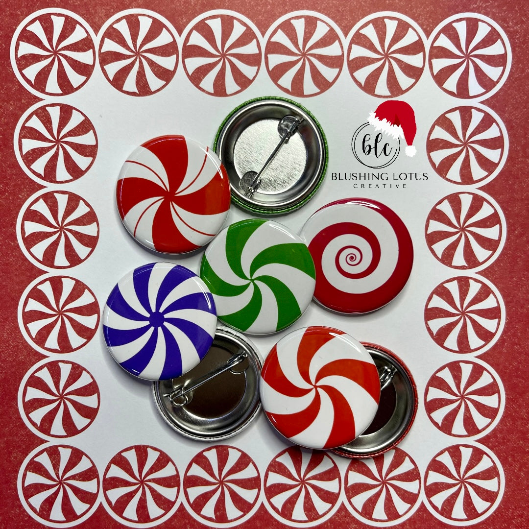 Peppermint Candy Pinback Buttons